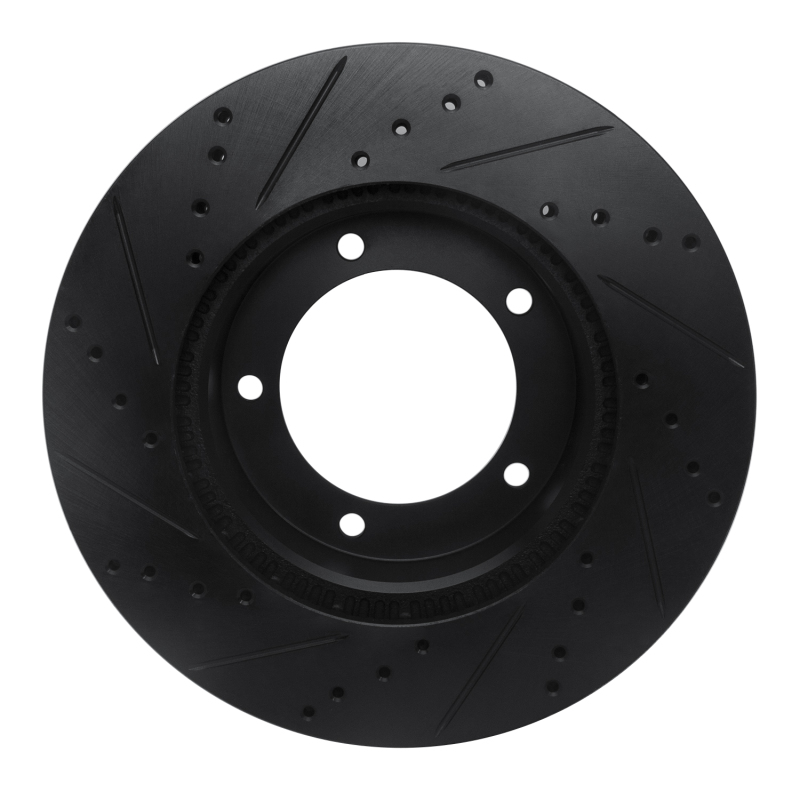 Lexus LX470 Brake Rotor (1) - Front Right - R1 Concepts - Drilled & Slotted - Black - `98-`07